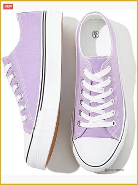 Canvas Sneakers Low Top Lace Up Casual Lightweight Comfortable Walking Shoe